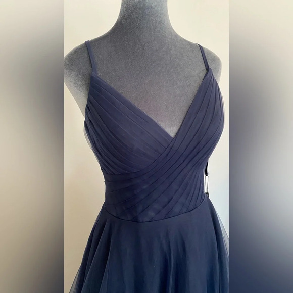 NWT La Femme Illusion A-Line Tulle Ballgown Navy Size 6 - Picture 8 of 16
